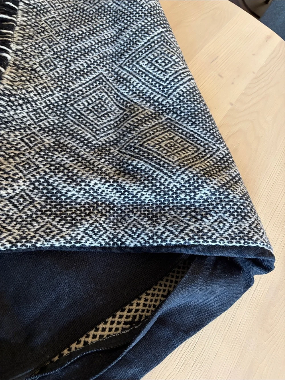 Restoration Hardware black & cream woven large lumbar pillow cover